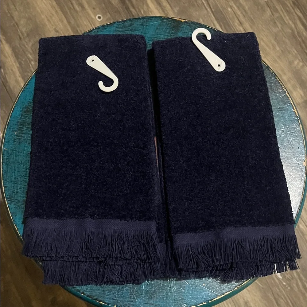 Charles Craft Navy FingerTip Cross Stitch Towels - Set of 2